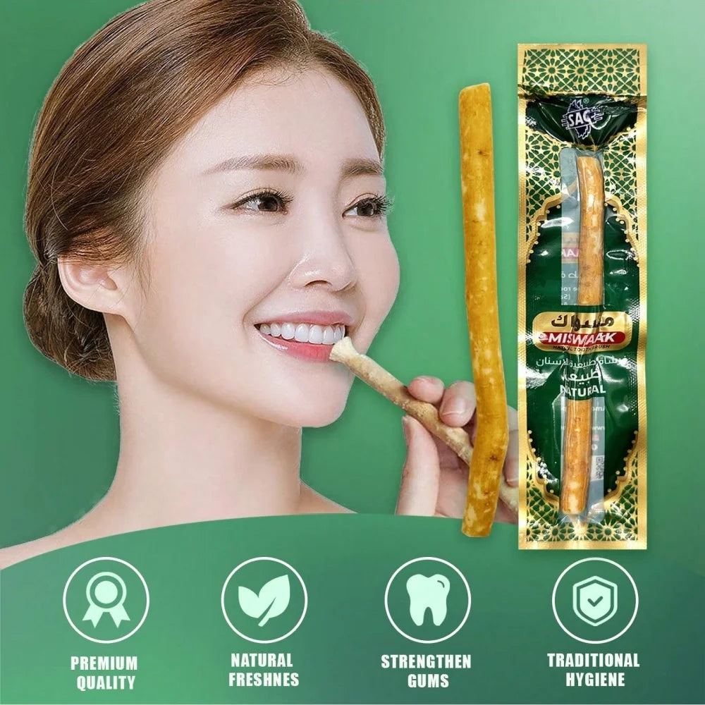 Natural Miswak Traditional Toothbrush Stick for Whiter Teeth, Healthy Gums, and Fresher Breath