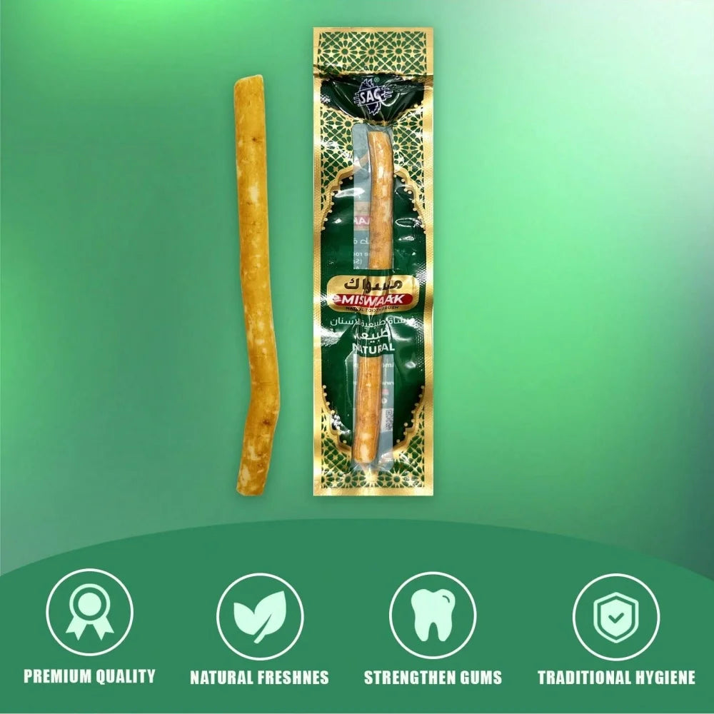 Natural Miswak Traditional Toothbrush Stick for Whiter Teeth, Healthy Gums, and Fresher Breath